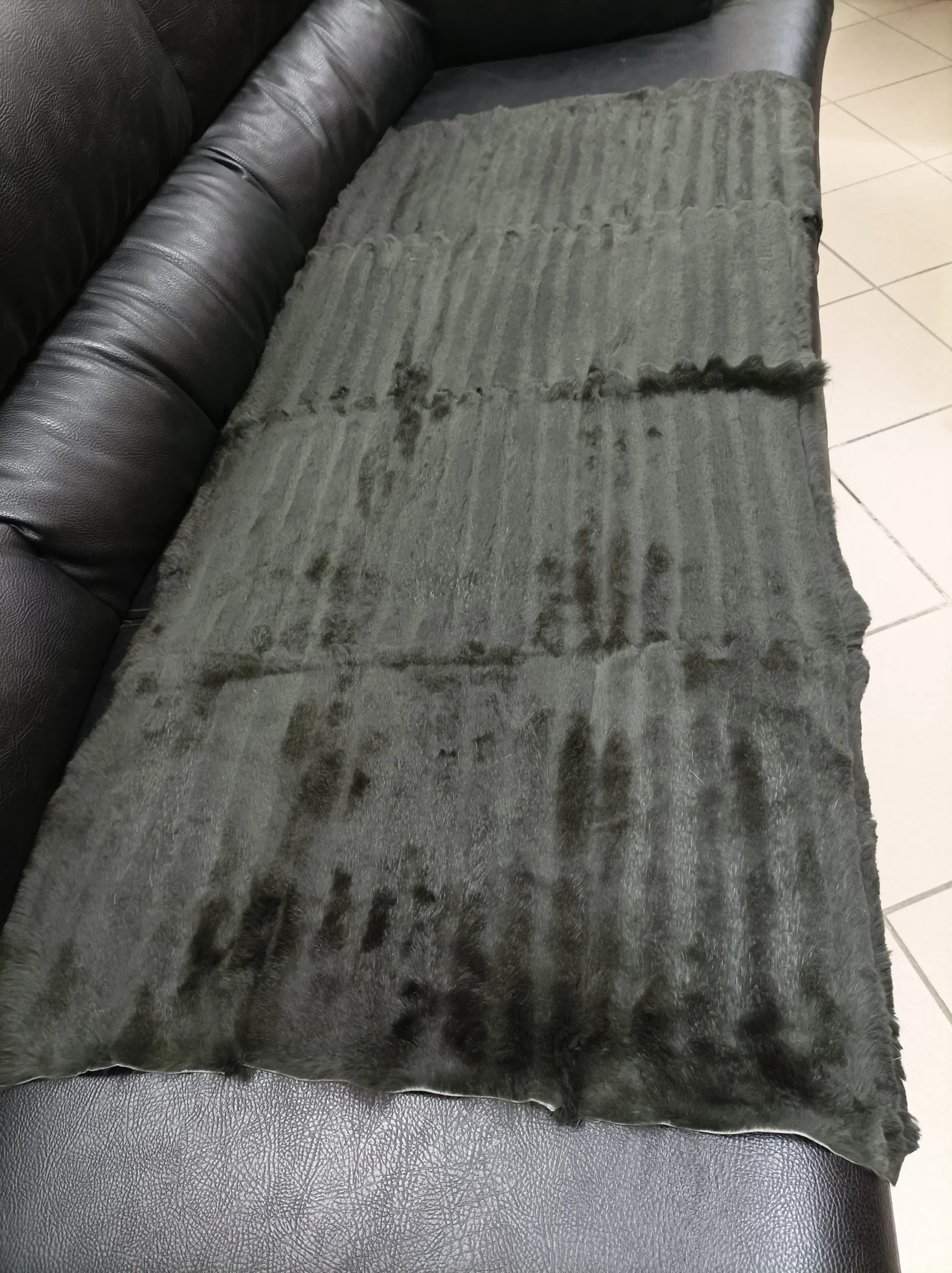 Real Rabbit fur shorn with patterns, green color, blanket throw, Home warmer - Image 3