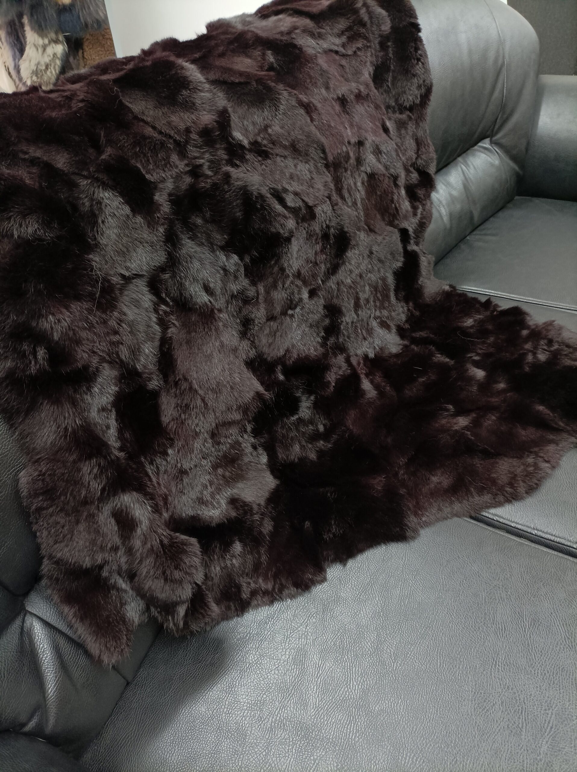 Real Rabbit fur blanket throw, Home warmer - Image 3