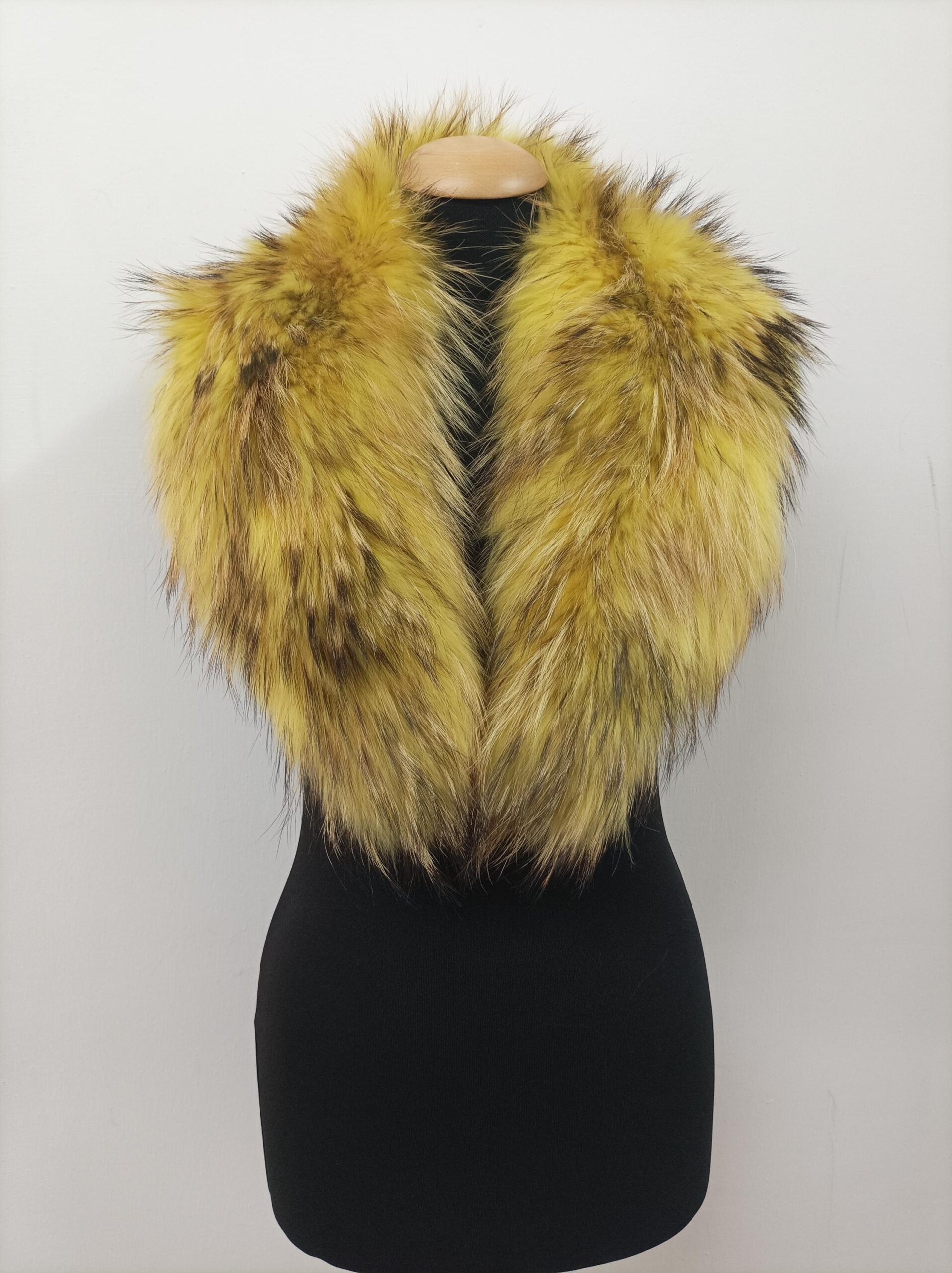 Yellow Finn Raccoon Fur Collar: Winter Coat Accessory - Image 2
