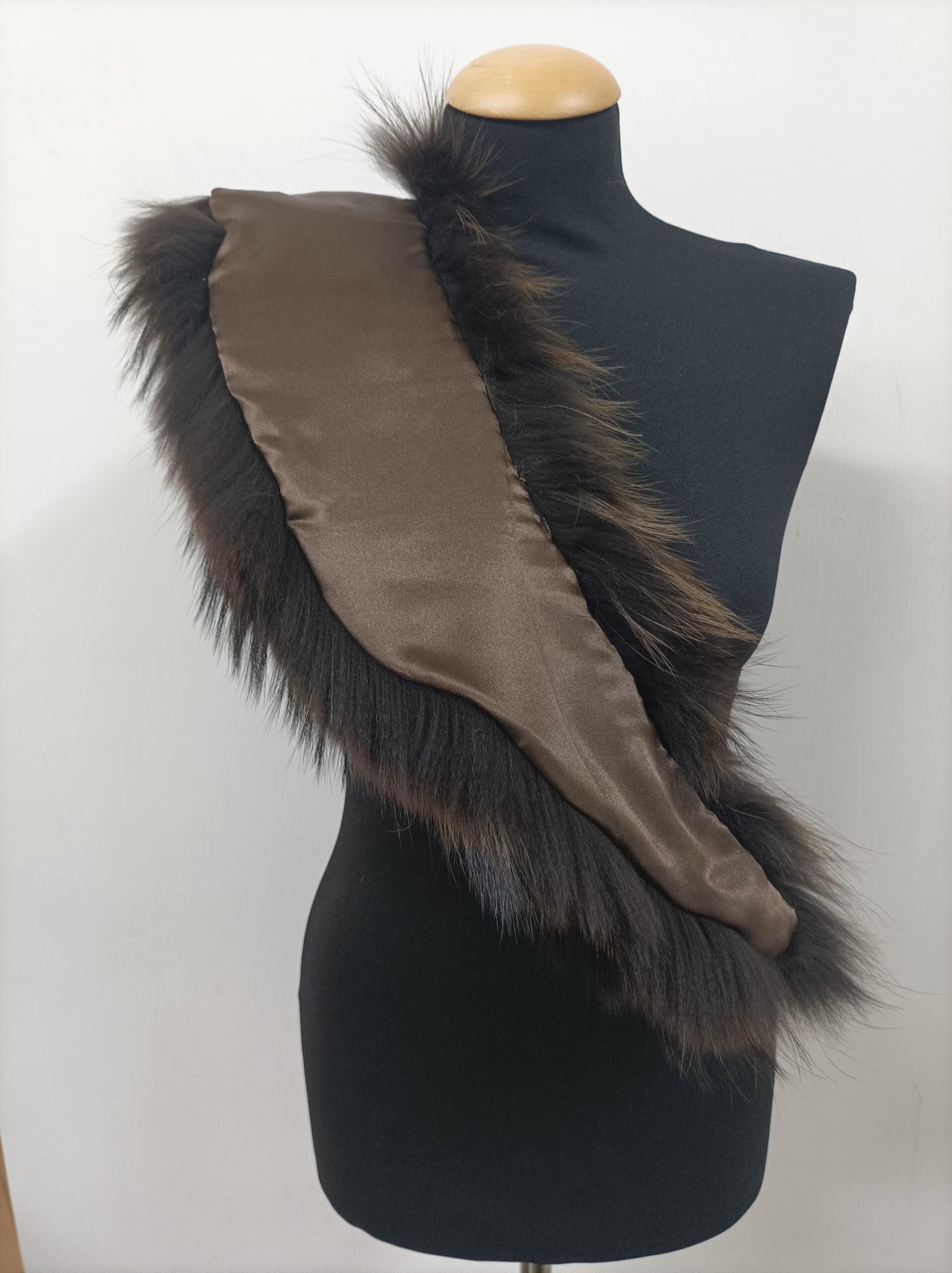 Fur collar, Fin raccoon fur collar, Real fur collar, brown collor - Image 5