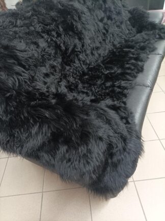 Fur blanket, real  sheepskin Alpaca,black color, Home warmer