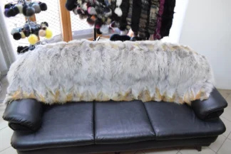 Real Coyote fur blanket throw light gray color, Home warmer