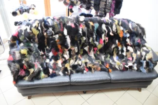 Real Finn raccoon fur blanket throw multicolor, Home warmer