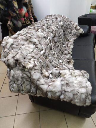 Real Fox fur blanket throw blue fox color, Home warmer