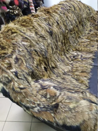 Real Coyote fur blanket throw haki color, Home warmer