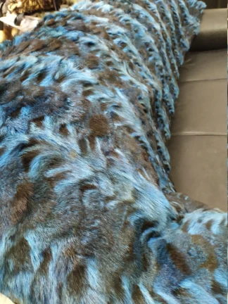 Real Finn raccoon fur blanket blue color, Home warmer
