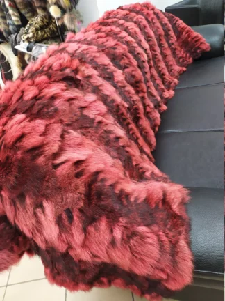 Real Finn raccoon fur blanket red color, Home warmer