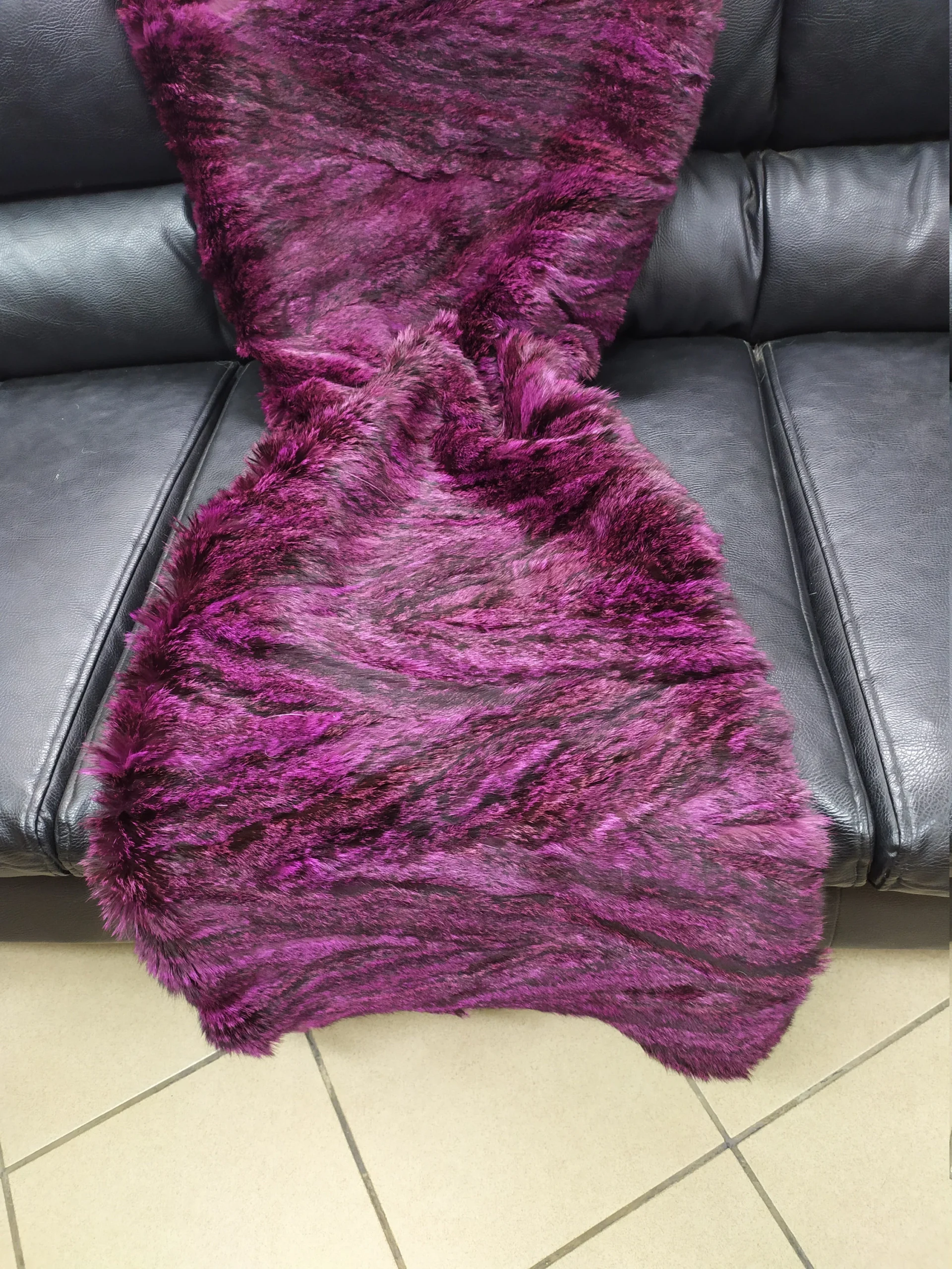 Real fur blanket purple color, Home warmer - Image 3