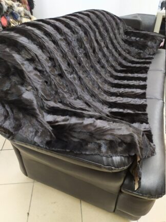 Real Mink fur blanket throw Black color, Home warmer
