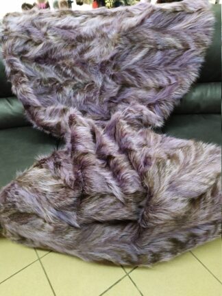 Real Raccoon fur blanket throw blue & brown color, Home warmer