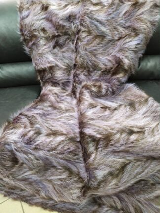 Real Raccoon fur blanket throw light blue & brown color, Home warmer