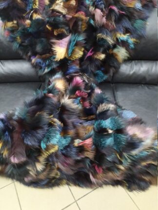 Real Fox fur blanket throw multicolor, Home warmer