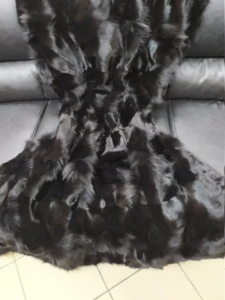 Real Fox fur blanket throw black, Home warmer