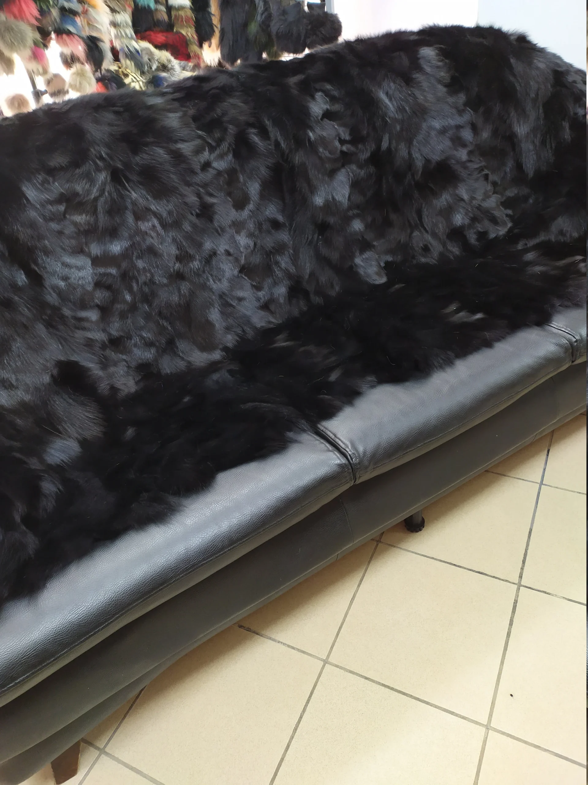 Real Fox fur blanket throw black, Home warmer - Image 3