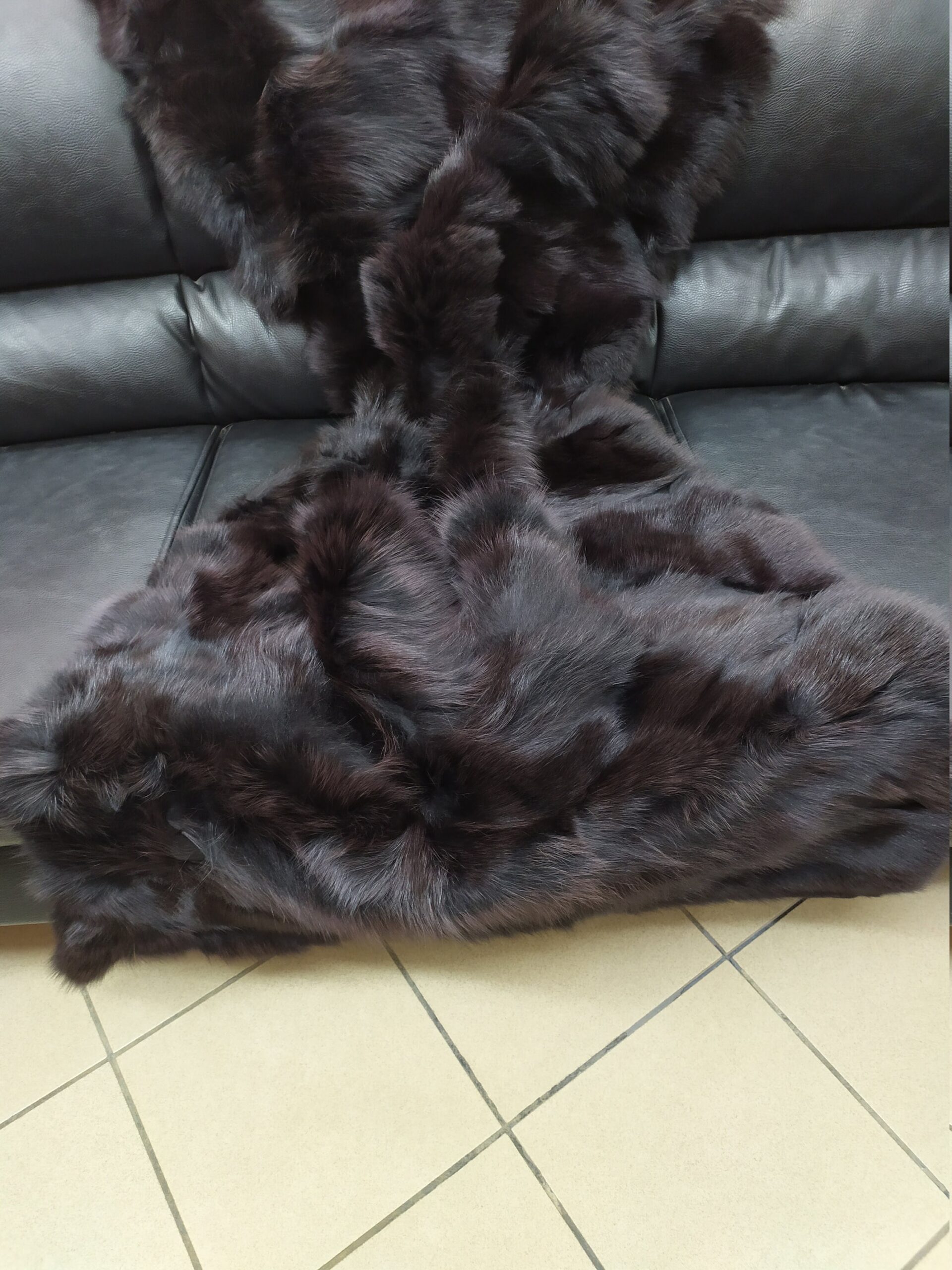 Real Fox fur blanket throw brown, Home warmer - Image 3