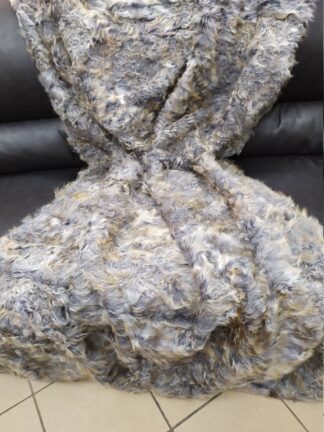 Real Lamb fur curls blanket throw ,gray & beige color, Home warmer