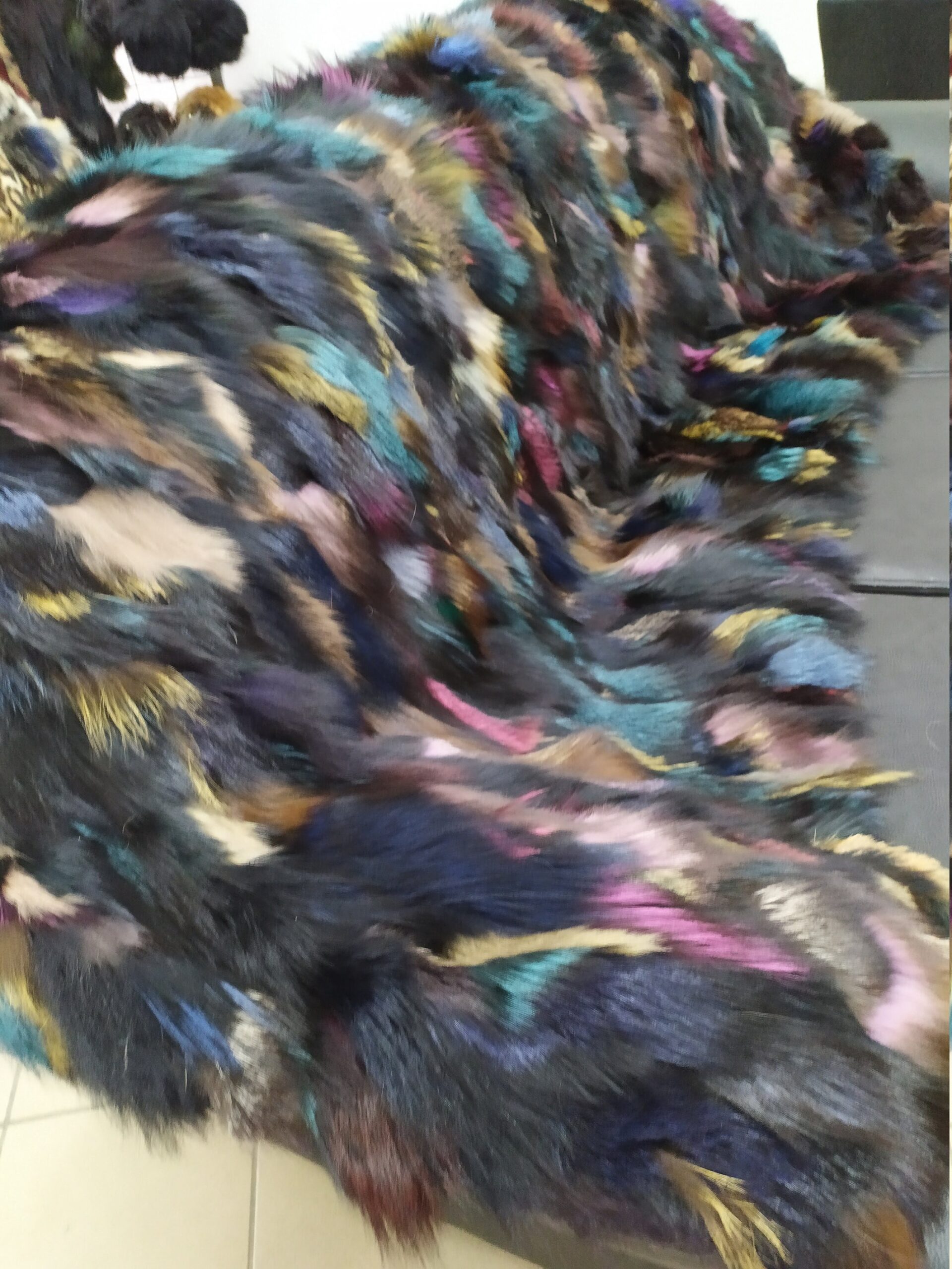 Real Fox fur blanket throw multicolor, Home warmer - Image 3