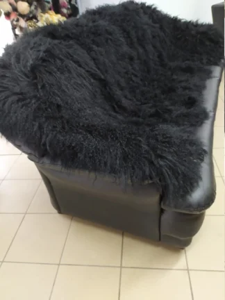 Real Mongolian Lamb fur blanket throw, black colour, Home warmer