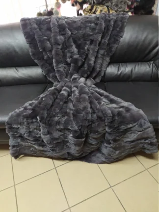 Real Rex Rabbit fur blanket throw molivi colour, Home warmer