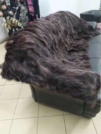 Real Finn raccoon fur blanket throw brown color, Home warmer