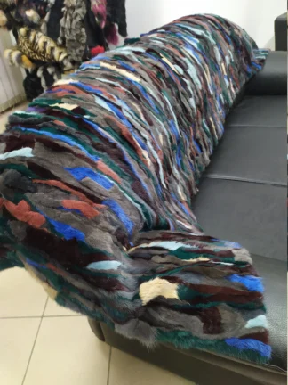 Real Mink fur blanket throw multicolor, Home warmer