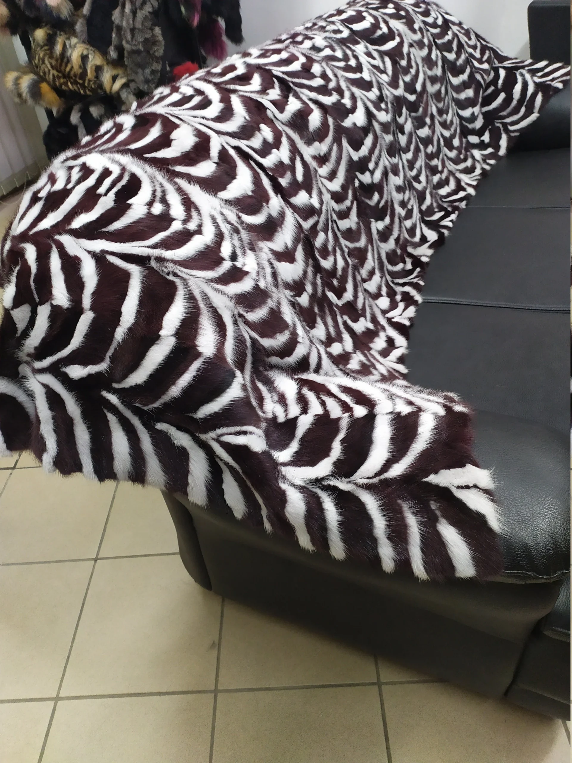 Real Mink fur blanket throw multicolor, Home warmer - Image 7