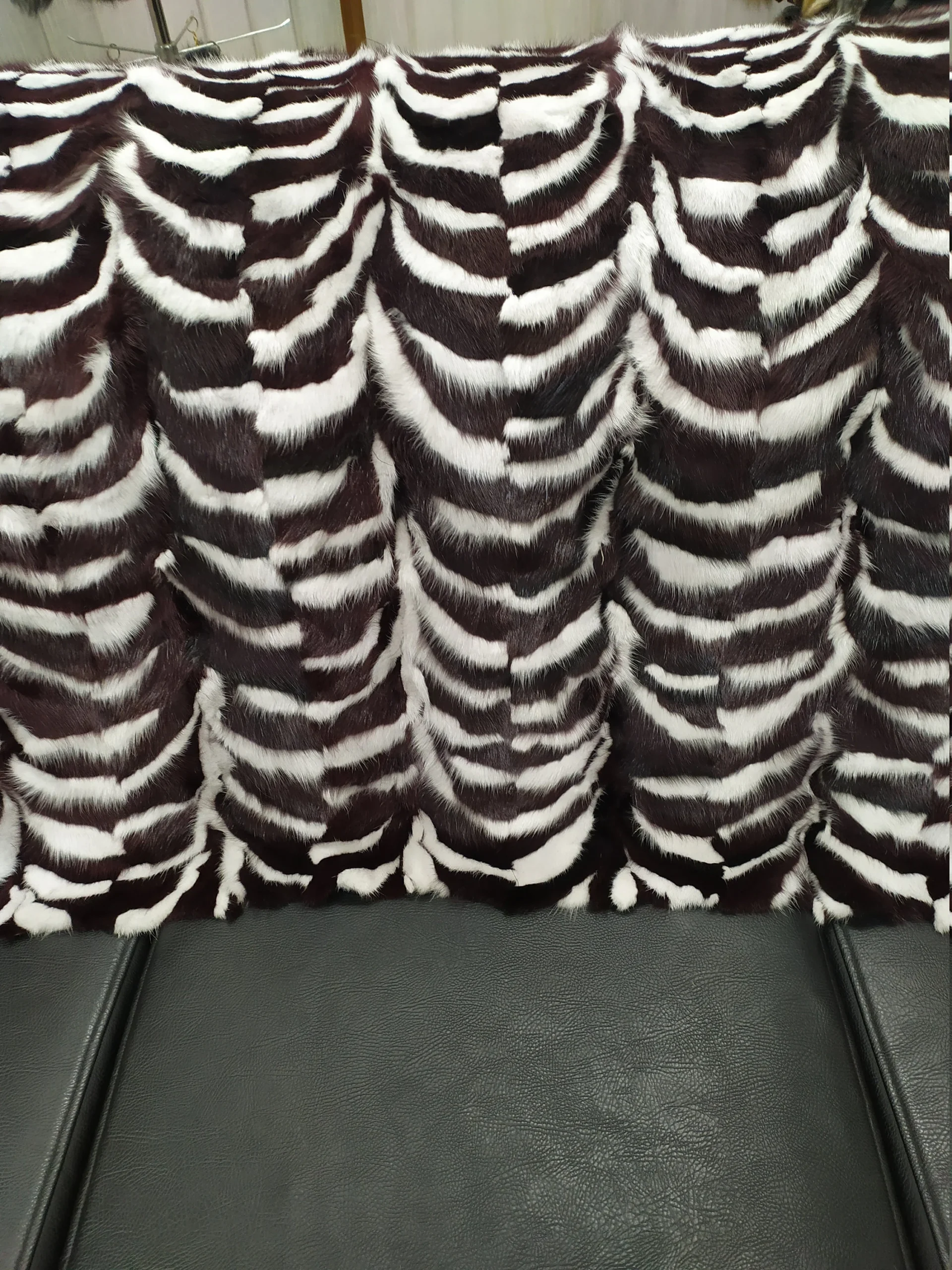 Real Mink fur blanket throw multicolor, Home warmer - Image 3