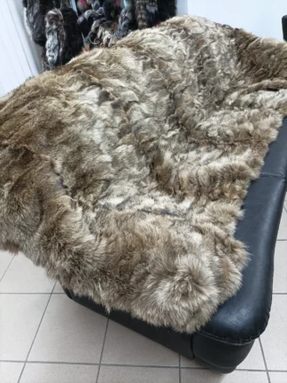 Real Coyote fur blanket throw haki color, Home warmer