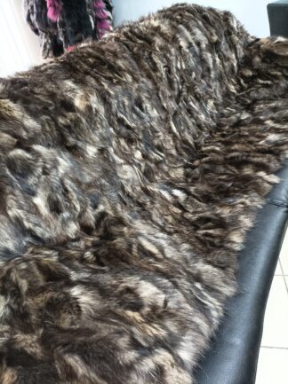 Real Finn raccoon fur blanket throw natural  brown color, Home warmer