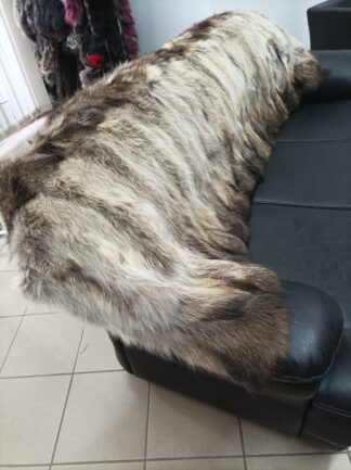 Real Finn raccoon fur blanket throw natural color, Home warmer