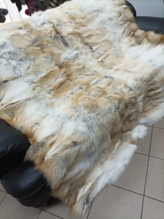 Real Fox fur blanket throw golden color, Home warmer