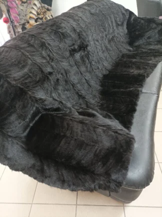 Real Mink fur blanket throw  natural black color, Home warmer