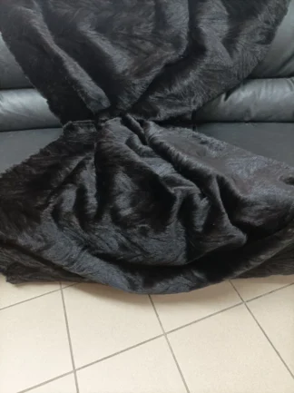 Real Mink fur blanket throw natural black color, Home warmer