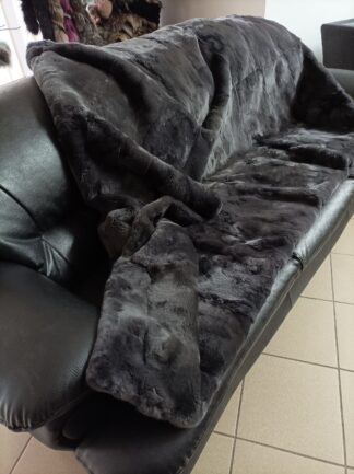 Real Rex rabbit fur blanket throw anthracite color, Home warmer,double sided