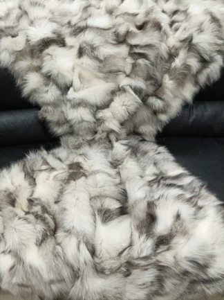 Real Fox fur blanket throw platinum color, Home warmer