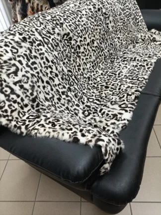 Real Rabbit fur blanket throw Black and white, Home warmer