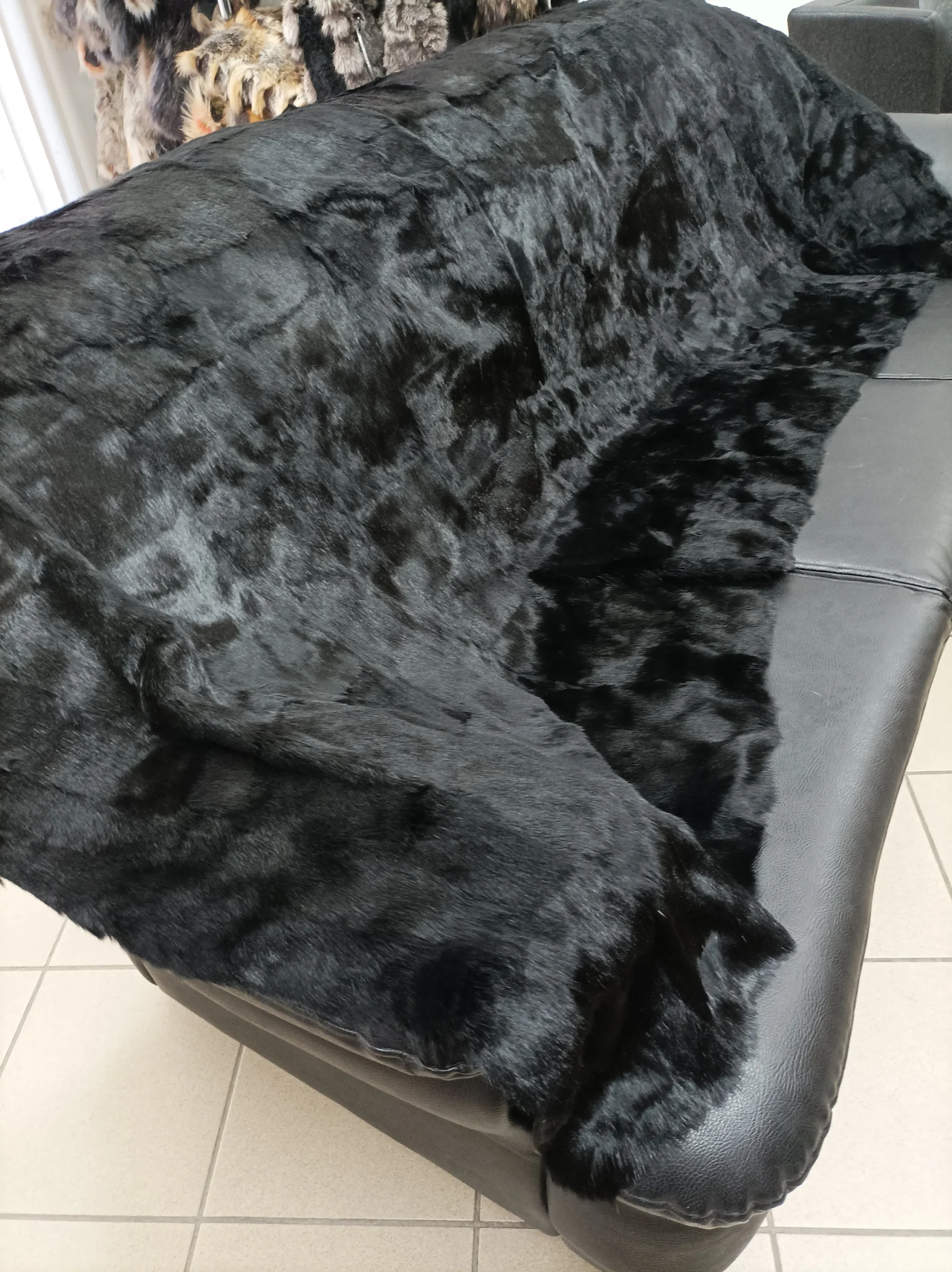 Luxury Real rabbit, black color, throw blanket. - Image 3