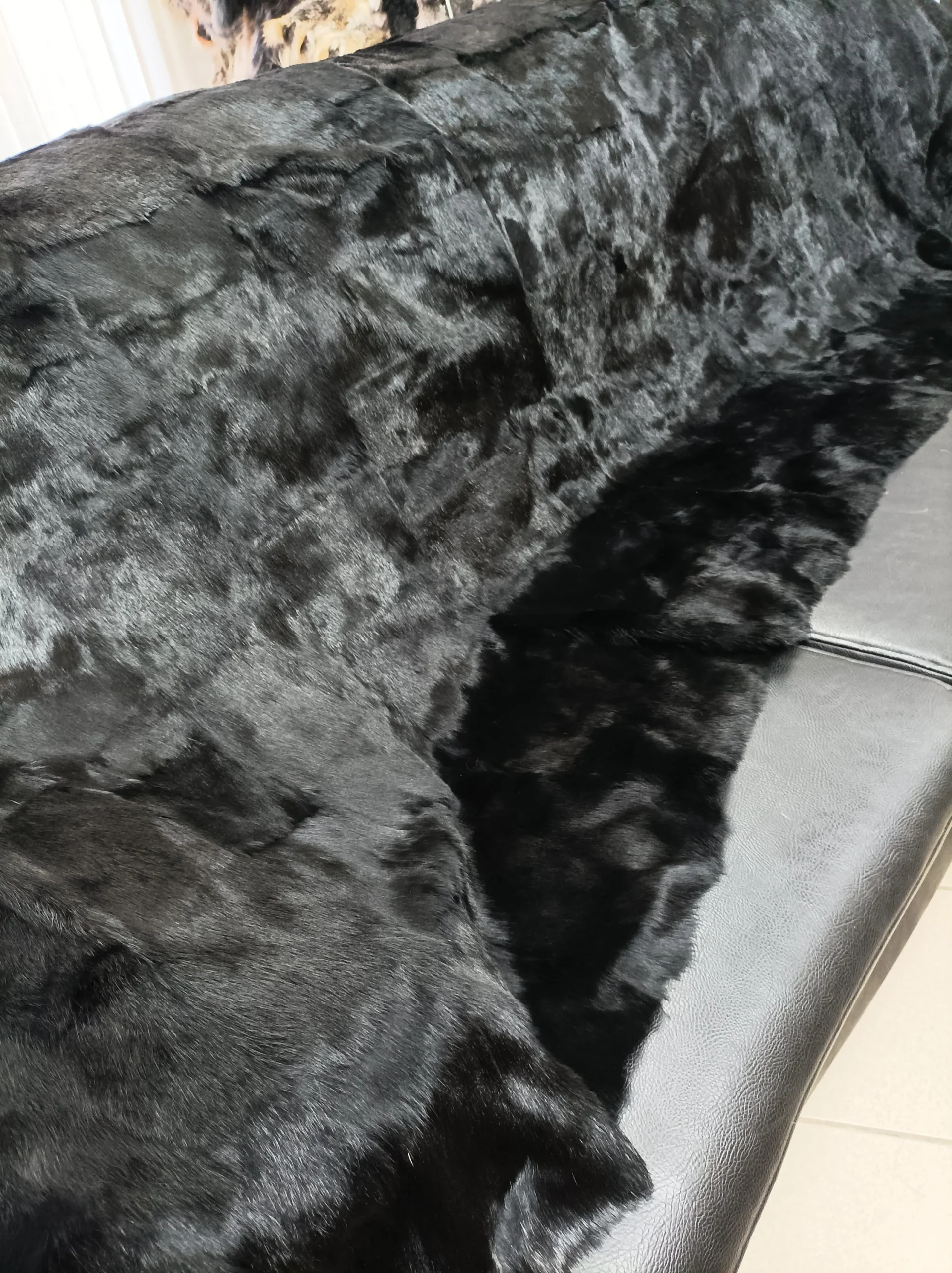 Luxury Real rabbit, black color, throw blanket. - Image 4