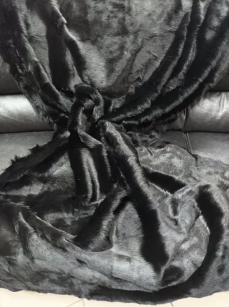 Luxury Real rabbit, black color, throw blanket.