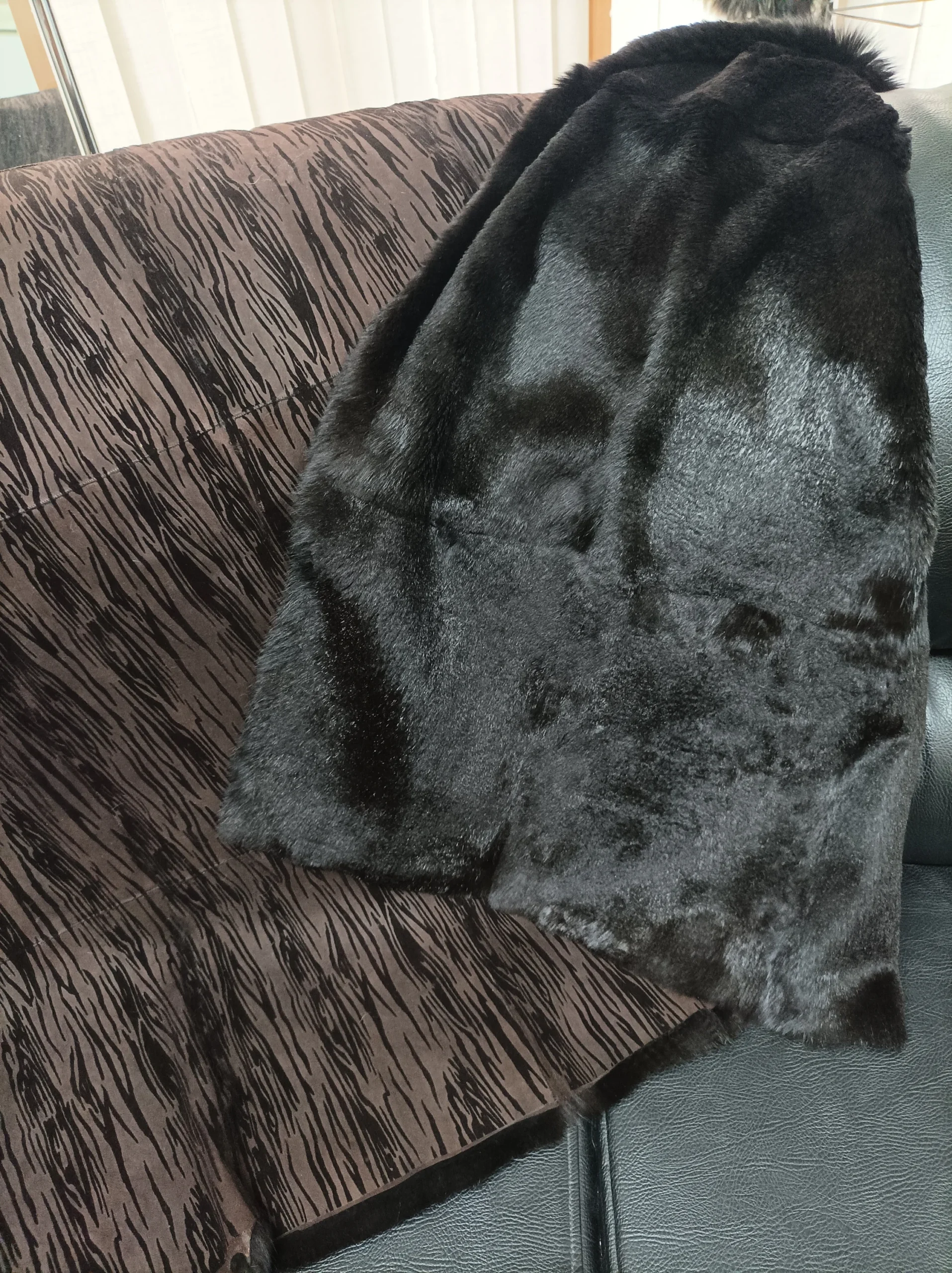 Real Rabbit fur shorn blanket throw brown color, Home warmer - Image 3