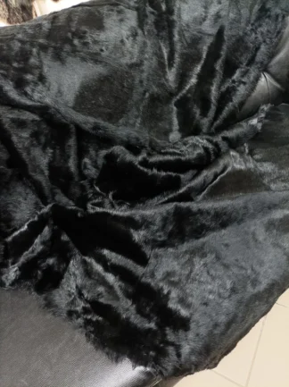 Real Rabbit fur blanket throw black color, Home warmer