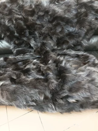 Real Finn raccoon fur blanket throw gray dark anthracite color, Home warmer
