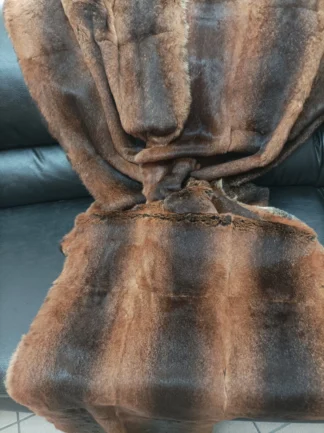 Real Rabbit fur shorn  blanket throw brown orilac color, Home warmer
