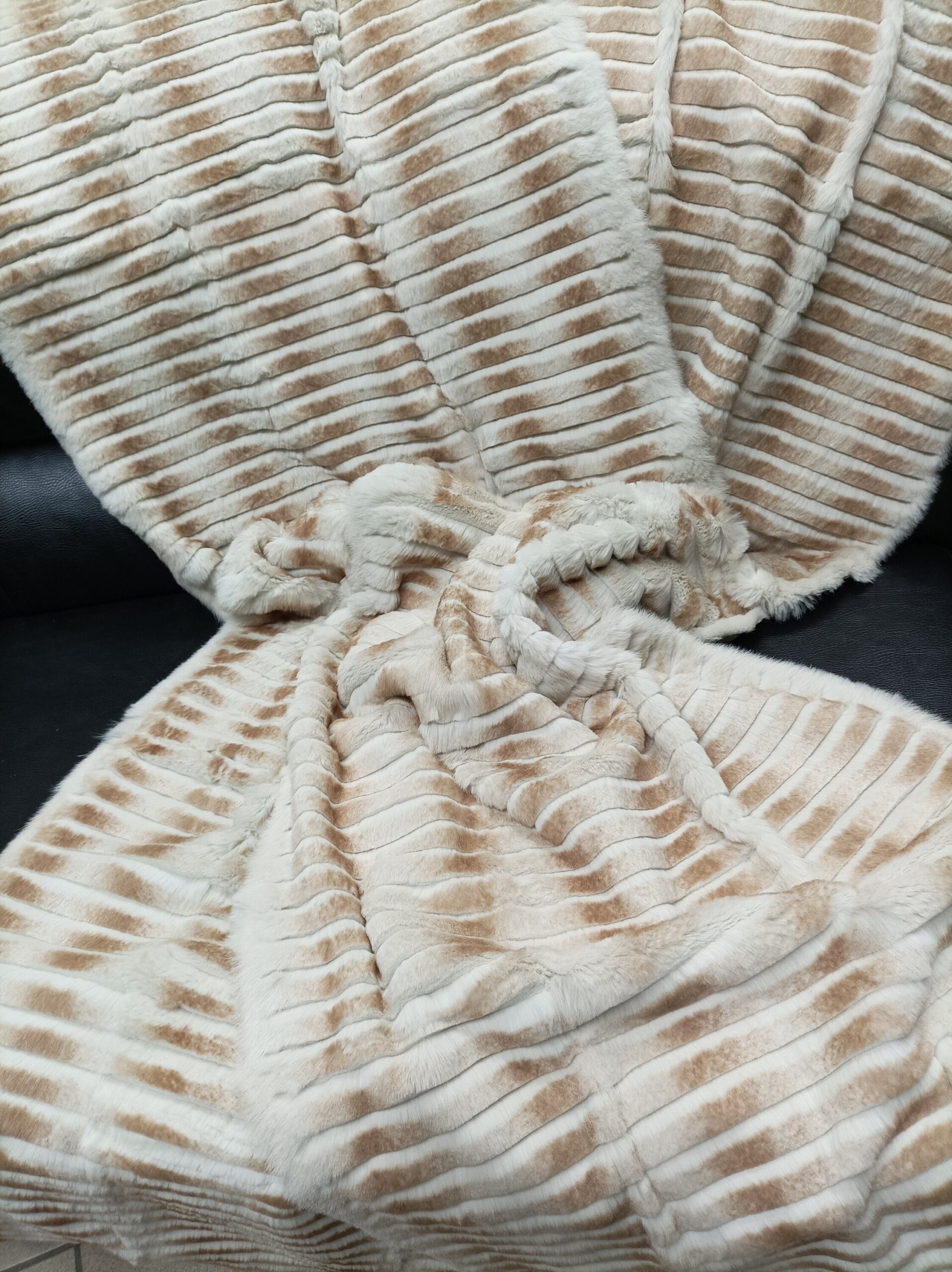 Real Rabbit fur shorn with patterns blanket throw, Home warmer