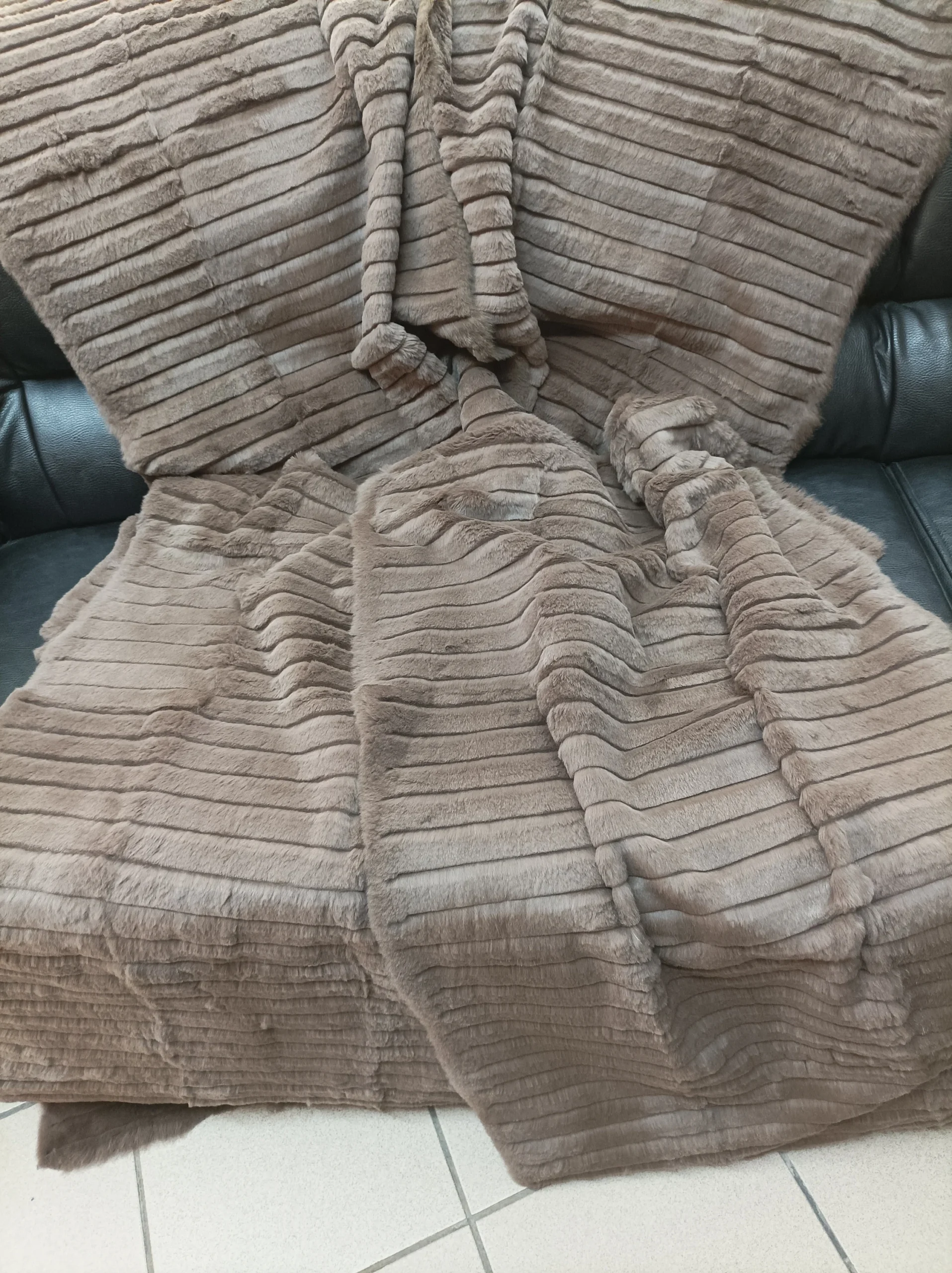 Real Rabbit fur shorn with patterns blanket throw, Home warmer