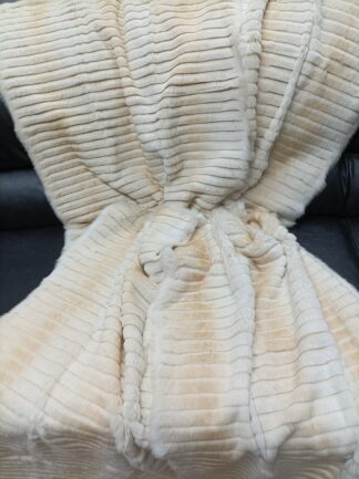 Real Rabbit fur shorn with patterns blanket throw beige and gold color, Home warmer