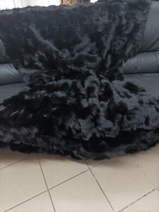 Fur blanket, real  fox throw ,black color, Home warmer