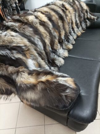 Fur blanket, real fox , fur blanket throw , silver-gold-brown color, Home warmer