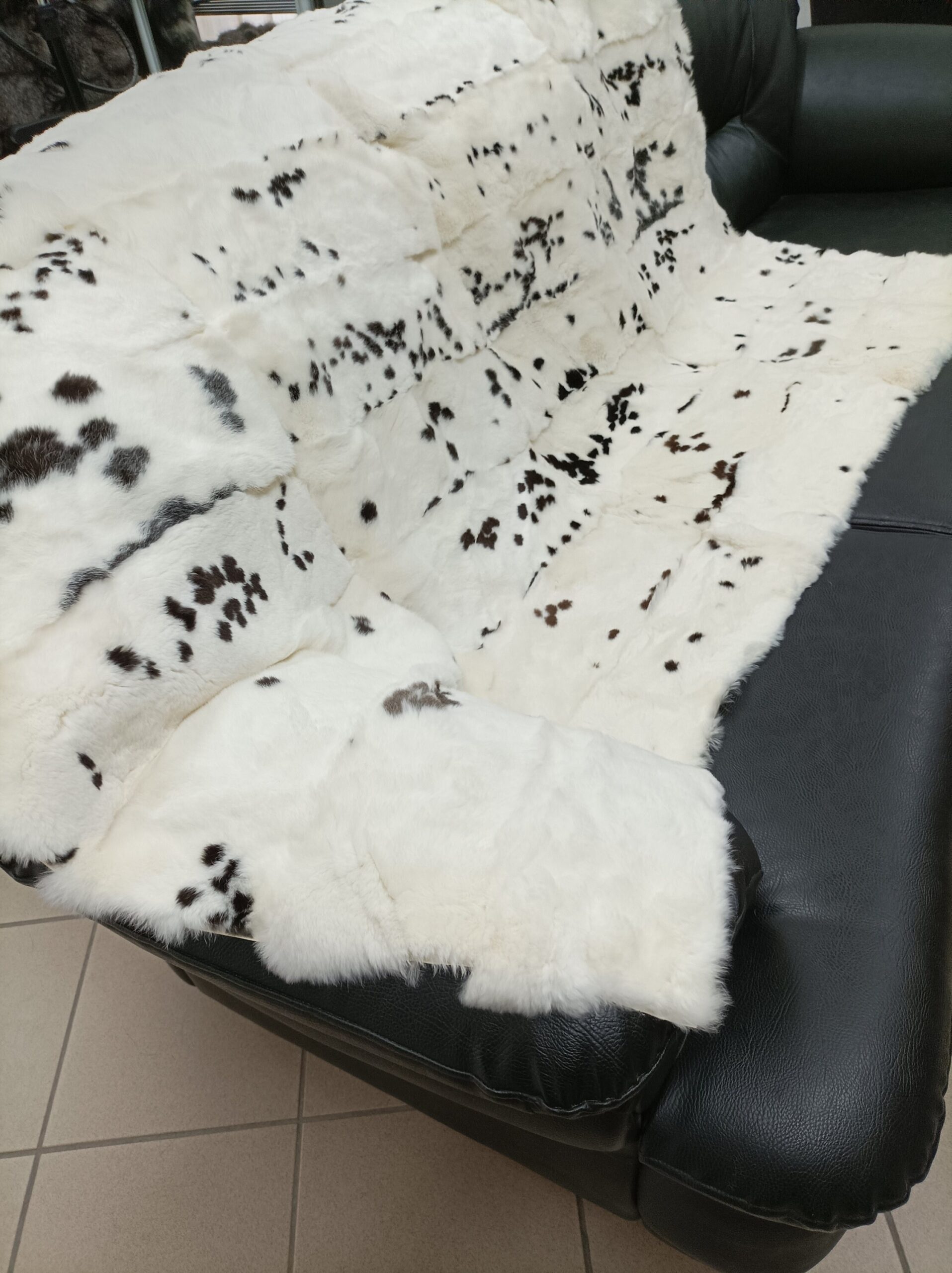 Real Rex rabbit fur blanket throw, natural color, Home warmer - Image 2