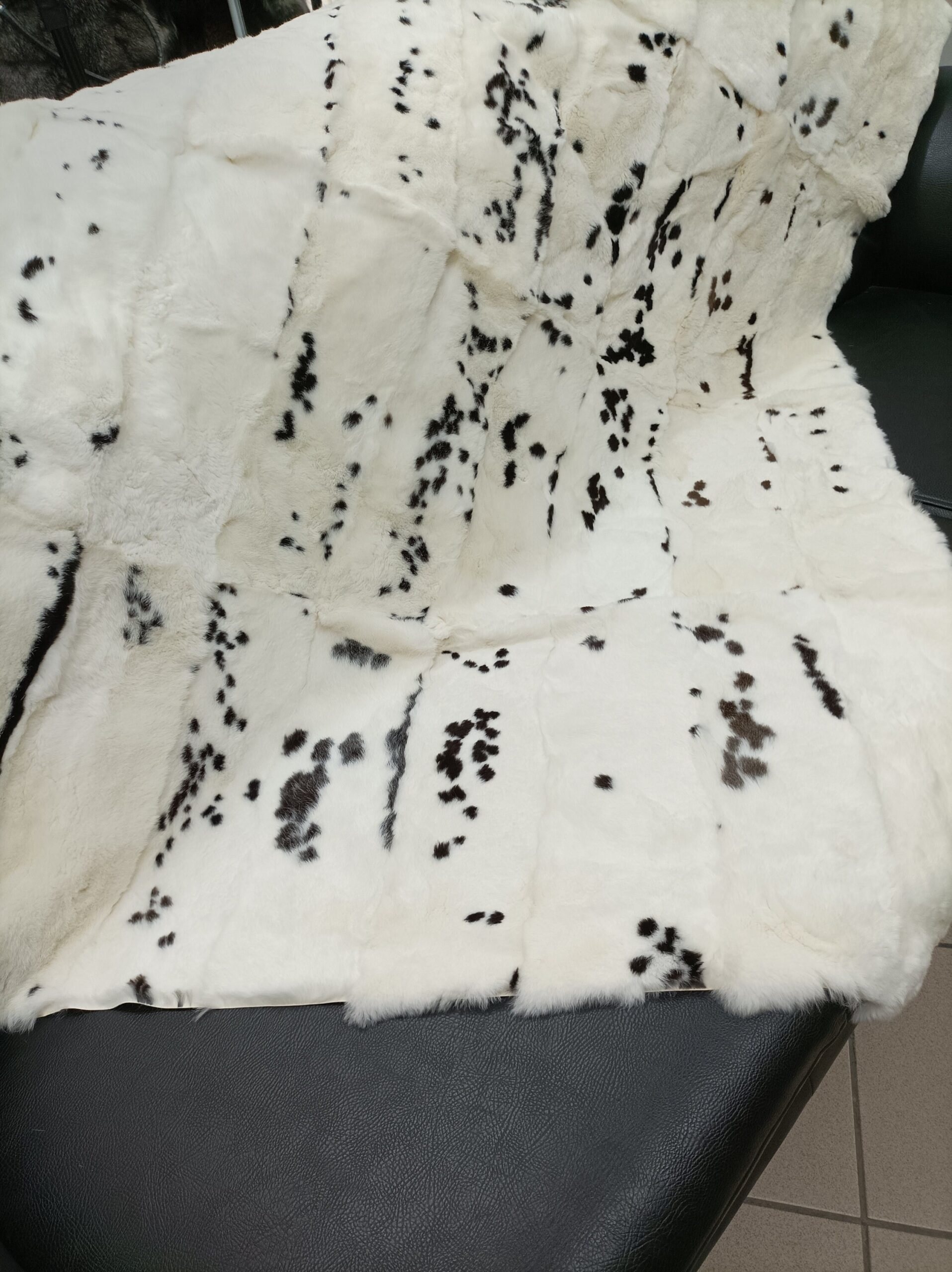 Real Rex rabbit fur blanket throw, natural color, Home warmer